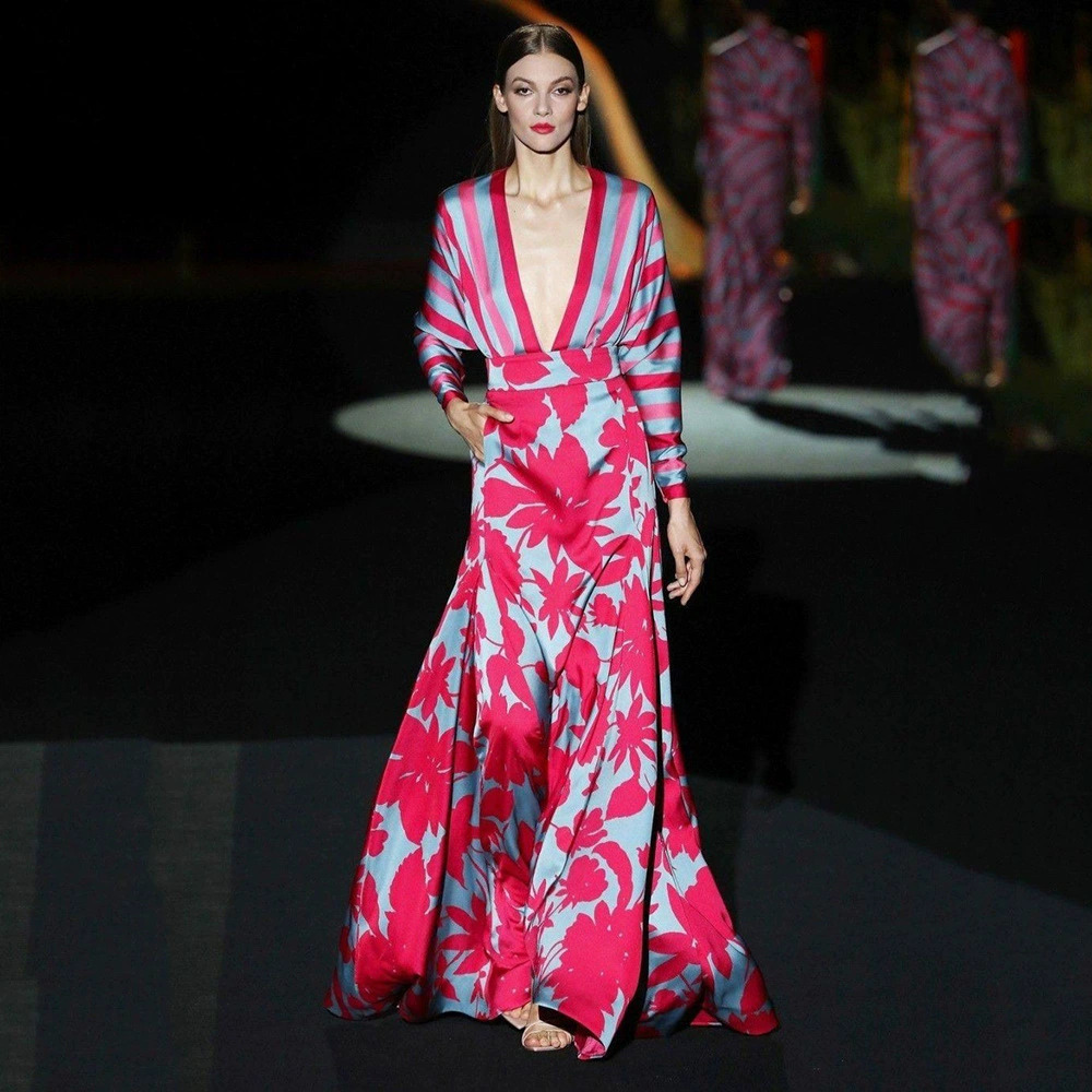 ZARA Elegant Spring Summer New Print High Slit Flared Cinched Waist Dress